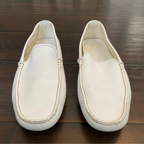 Tod’s white leather driving moccasin loafers men’s size 8 USA size fits 9 - Picture 3 of 9